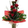Bouquet 5 red roses with accompanying decoration